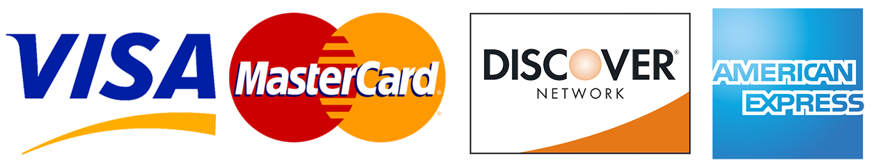 We accept Visa, MasterCard, Discover and American Express